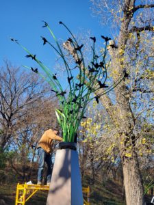Waco Sculpture Zoo - Bats taking Flight Install